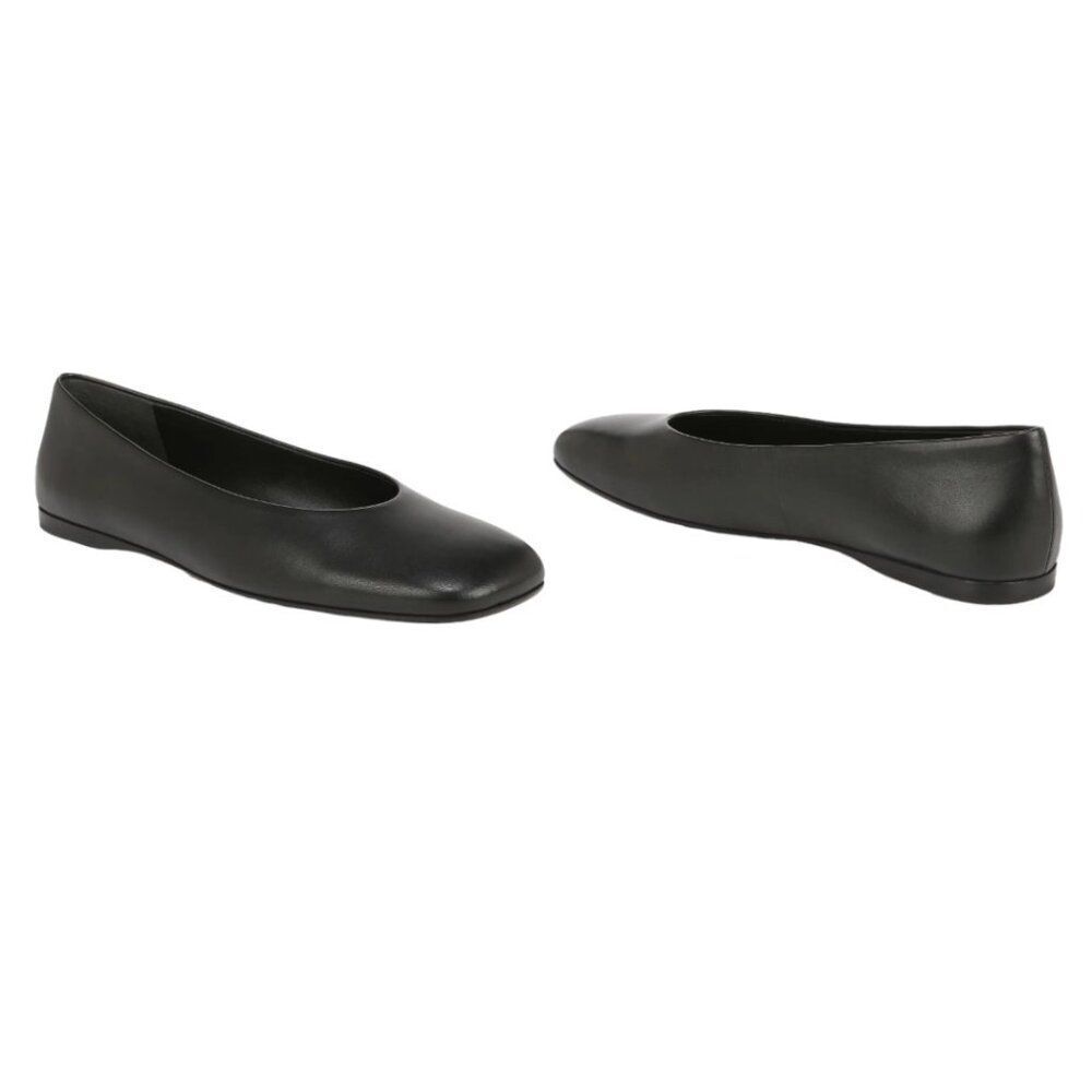 Vince Leah Leather Ballet Flat Black Size 10 NWT $275 MSRP